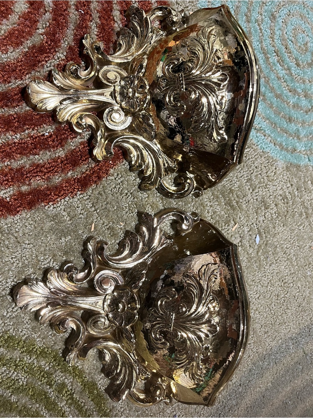 Home Interiors  1978 Gold Ornate Decorative Wall Dishes (Pair)
